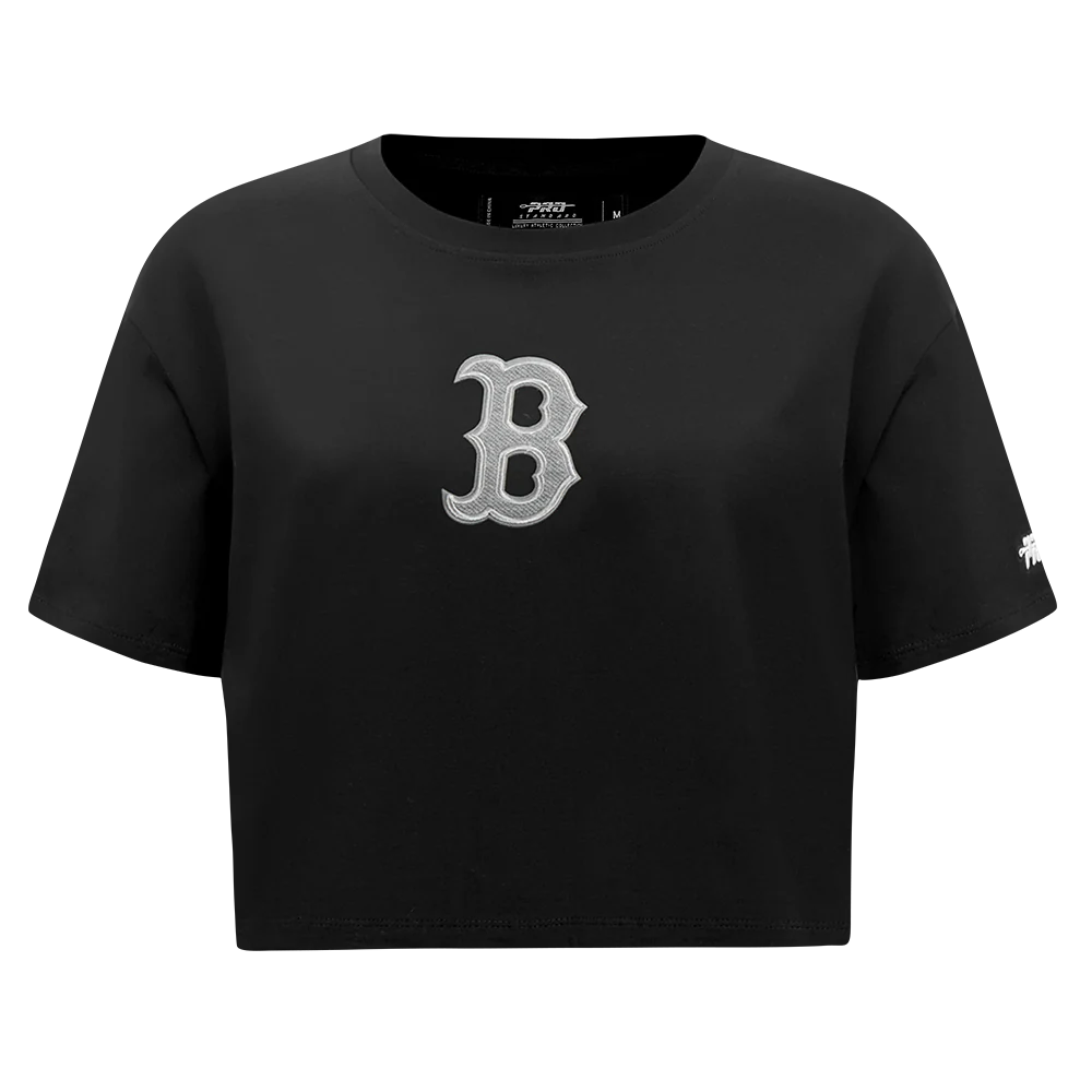 MLB BOSTON RED SOX REVERSE FRENCH TERRY WOMEN'S SINGLE JERSEY BOXY TOP (BLACK) - Image 5