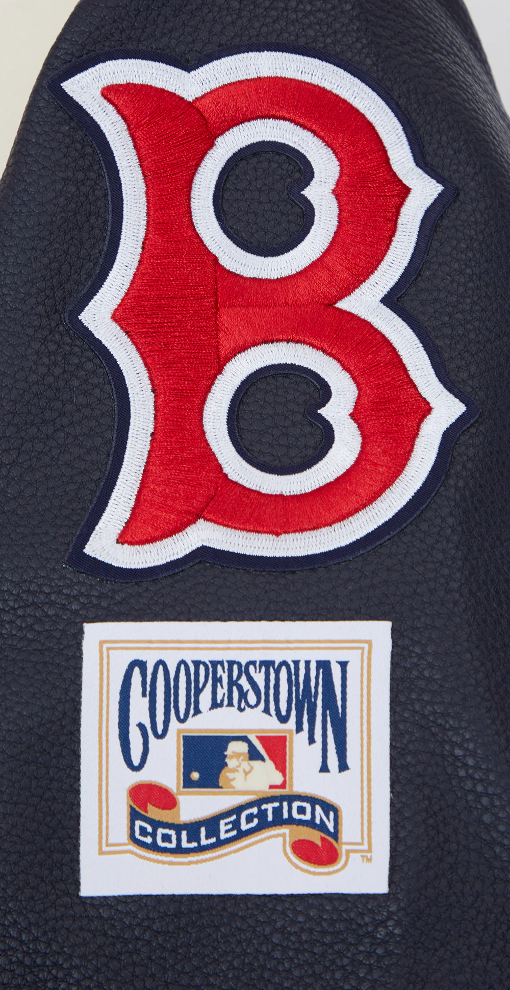MLB BOSTON RED SOX RETRO CLASSIC WOMEN'S RIB WOOL VARSITY JACKET (EGGSHELL/ MIDNIGHT NAVY) - Image 9