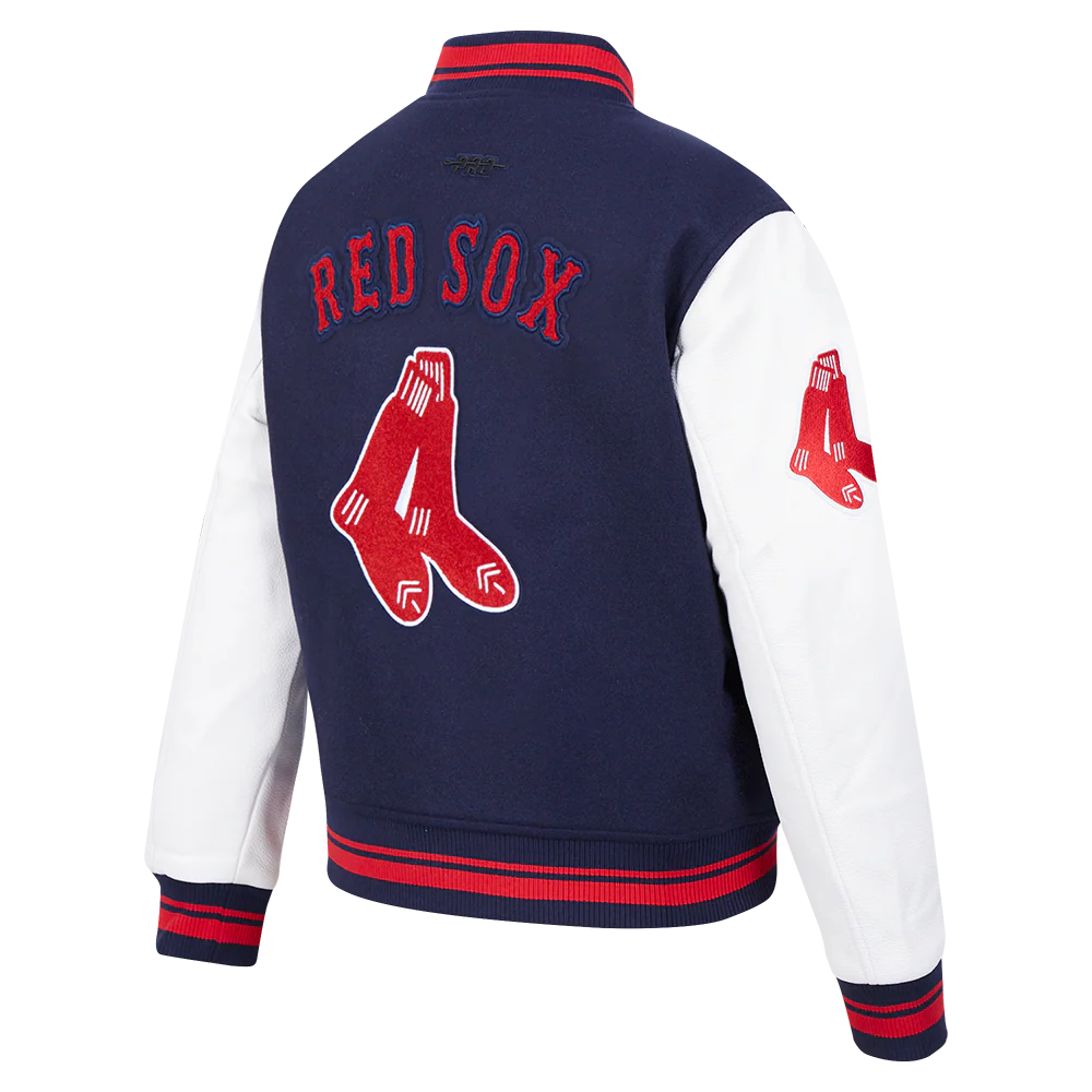 MLB BOSTON RED SOX RETRO CLASSIC WOMEN'S RIB WOOL VARSITY JACKET (MIDNIGHT NAVY/RED/MIDNIGHT NAVY) - Image 3