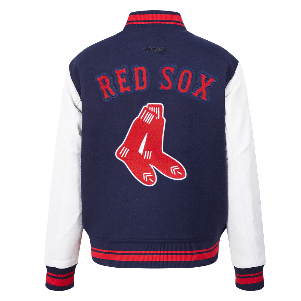 MLB BOSTON RED SOX RETRO CLASSIC WOMEN'S RIB WOOL VARSITY JACKET (MIDNIGHT NAVY/RED/MIDNIGHT NAVY) - Image 4