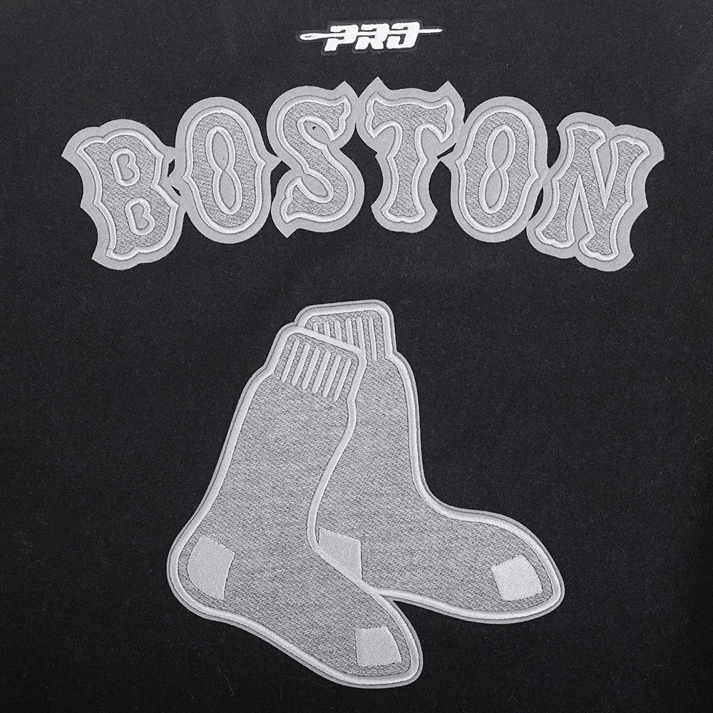 MLB BOSTON RED SOX REVERSE FRENCH TERRY WOMEN'S WOOL VARSITY JACKET (BLACK/GRAY/EGGSHELL) - Image 8