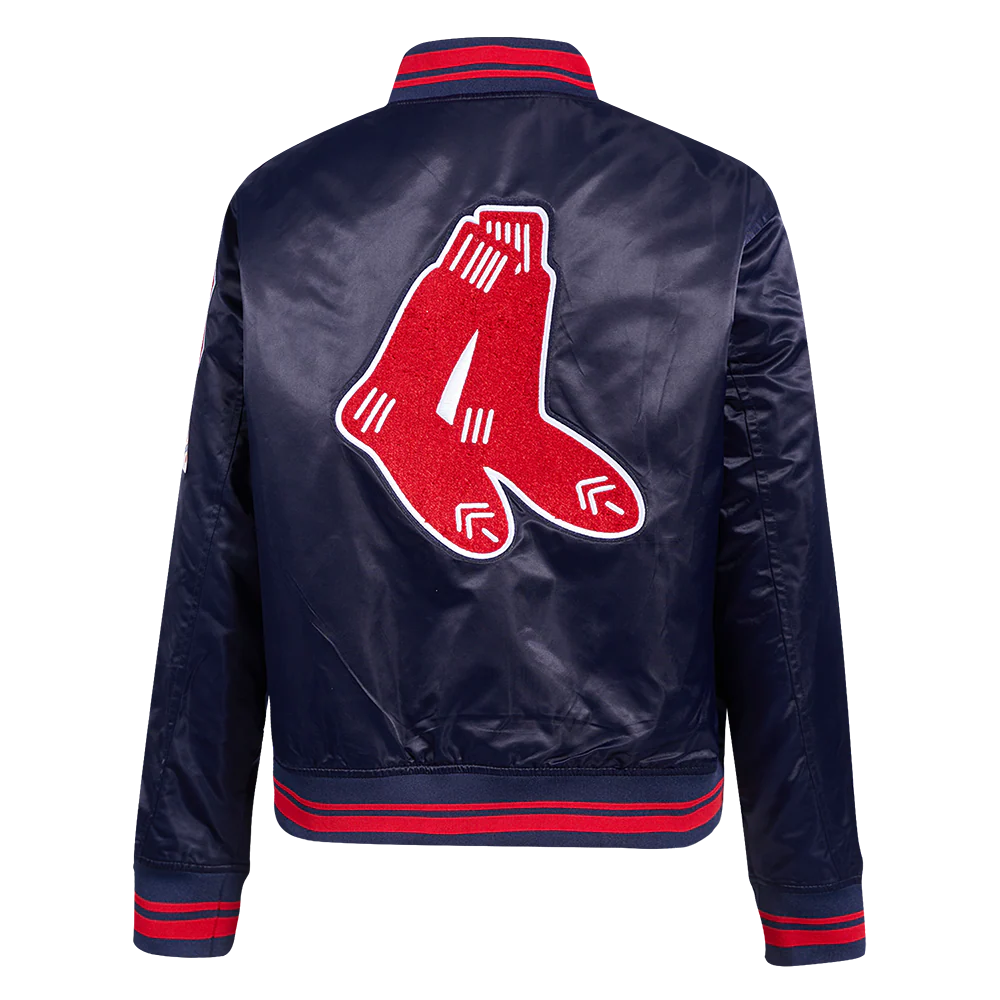 MLB BOSTON RED SOX RETRO CLASSIC WOMEN'S RIB SATIN JACKET (MIDNIGHT NAVY/RED/MIDNIGHT NAVY) - Image 3