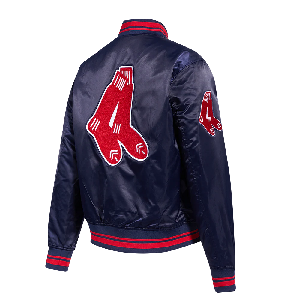 MLB BOSTON RED SOX RETRO CLASSIC WOMEN'S RIB SATIN JACKET (MIDNIGHT NAVY/RED/MIDNIGHT NAVY) - Image 4