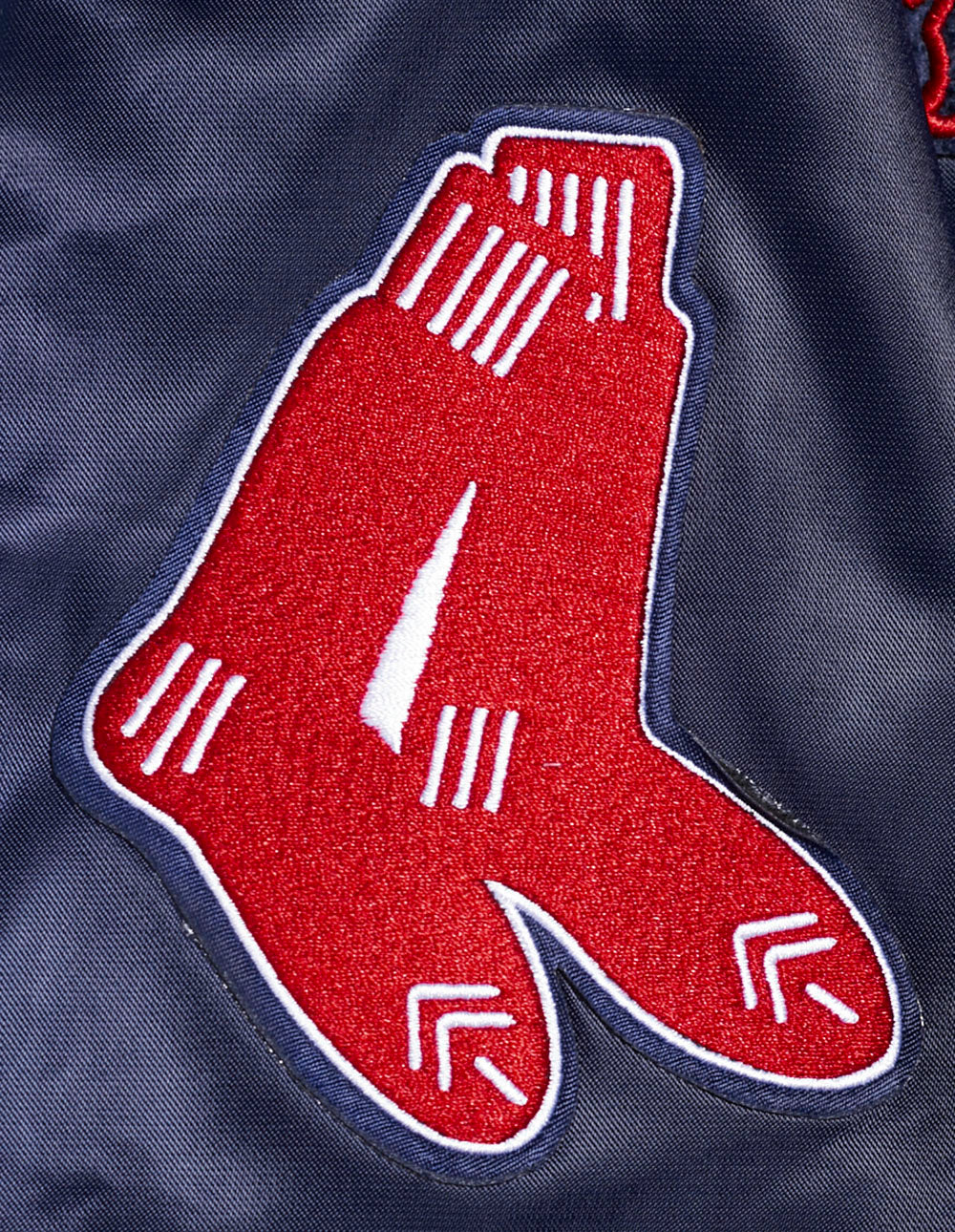 MLB BOSTON RED SOX RETRO CLASSIC WOMEN'S RIB SATIN JACKET (MIDNIGHT NAVY/RED/MIDNIGHT NAVY) - Image 6