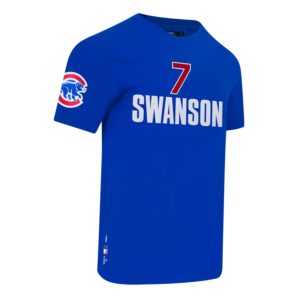 MLB CHICAGO CUBS DANSBY SWANSON #7 CLASSIC MEN'S SINGLE JERSEY MEN'S TOP (ROYAL BLUE) - Image 3