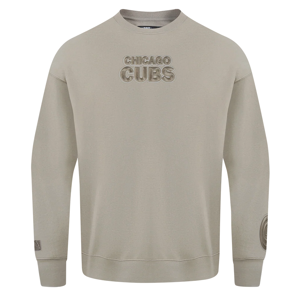 MLB CHICAGO CUBS WINGSPAN MEN'S DROP SHOULDER FLEECE CREWNECK (TAUPE) - Image 2