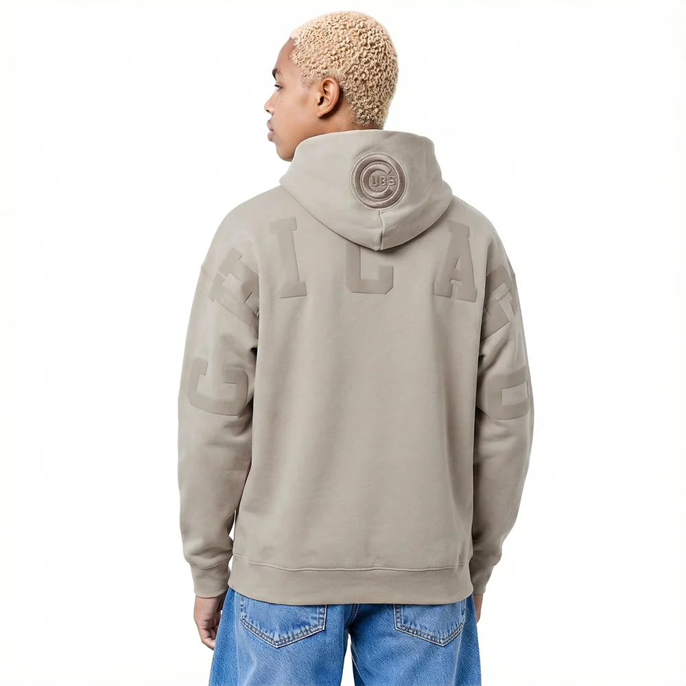 MLB CHICAGO CUBS WINGSPAN MEN'S DROP SHOULDER FLC PO HOODIE (TAUPE)