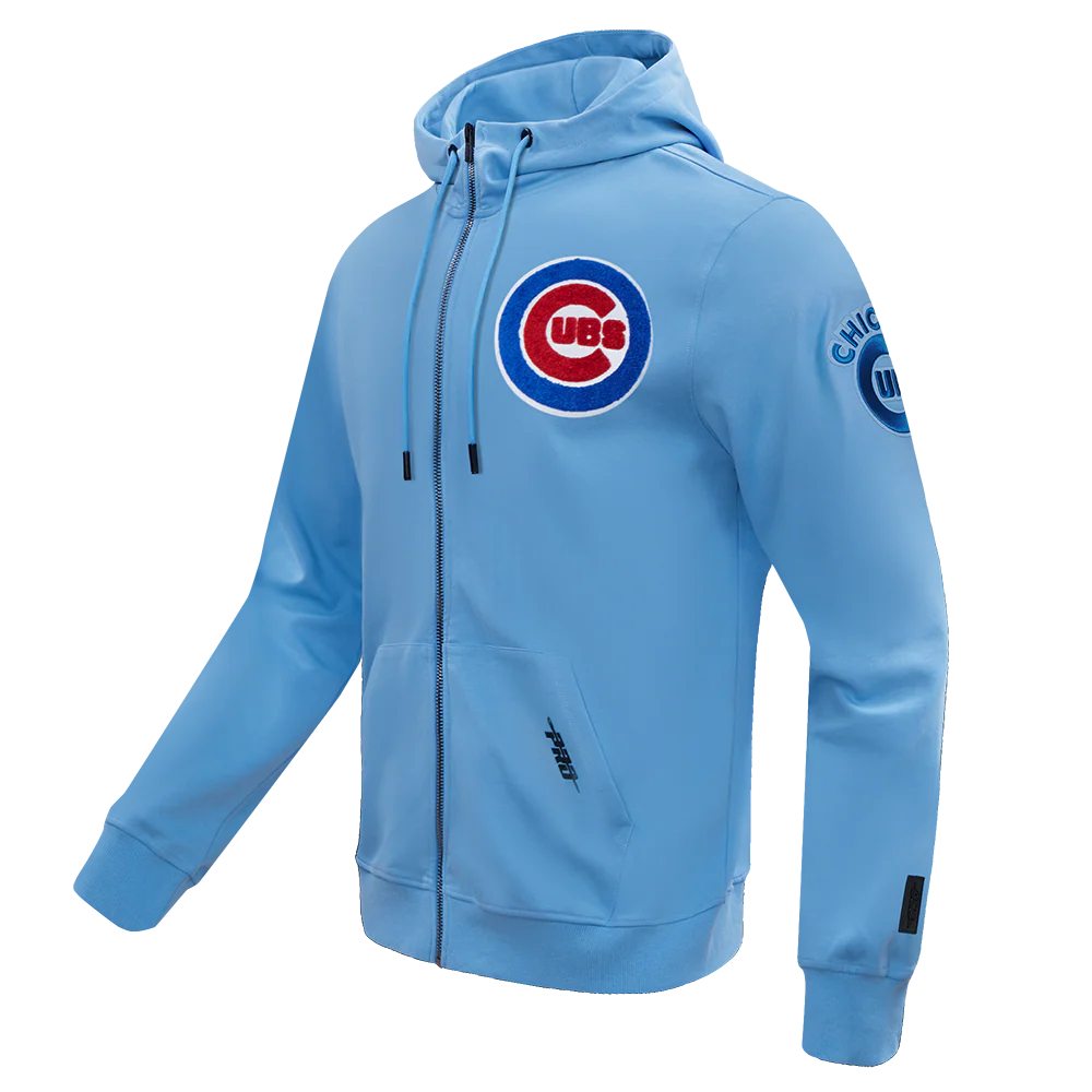 MLB CHICAGO CUBS CLASSIC CHENILLE MEN'S FULL ZIP PULLOVER HOODIE (UNIVERSITY BLUE) - Image 2