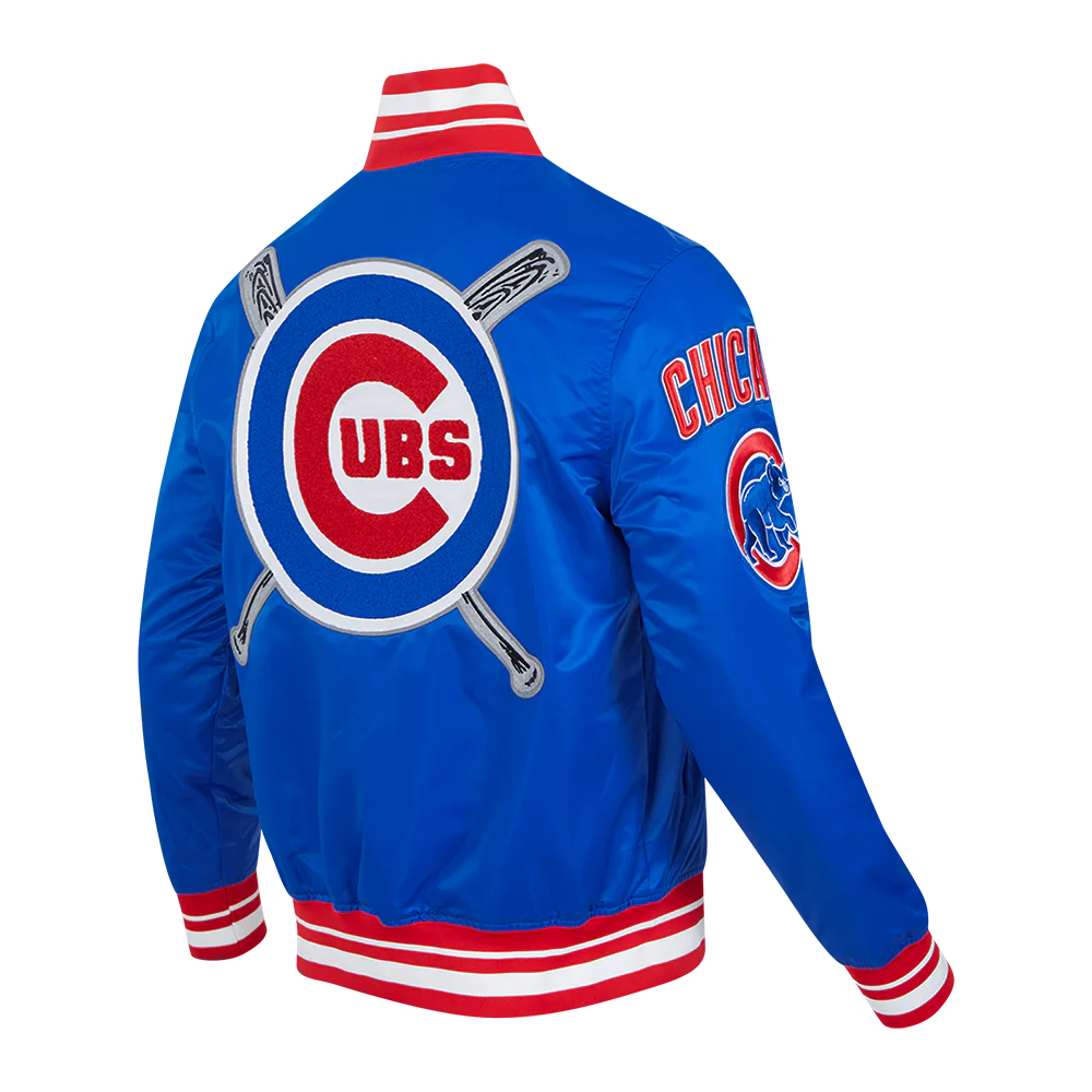 MLB CHICAGO CUBS MASHUP MEN'S RIB SATIN JACKET (ROYAL BLUE/RED) - Image 4