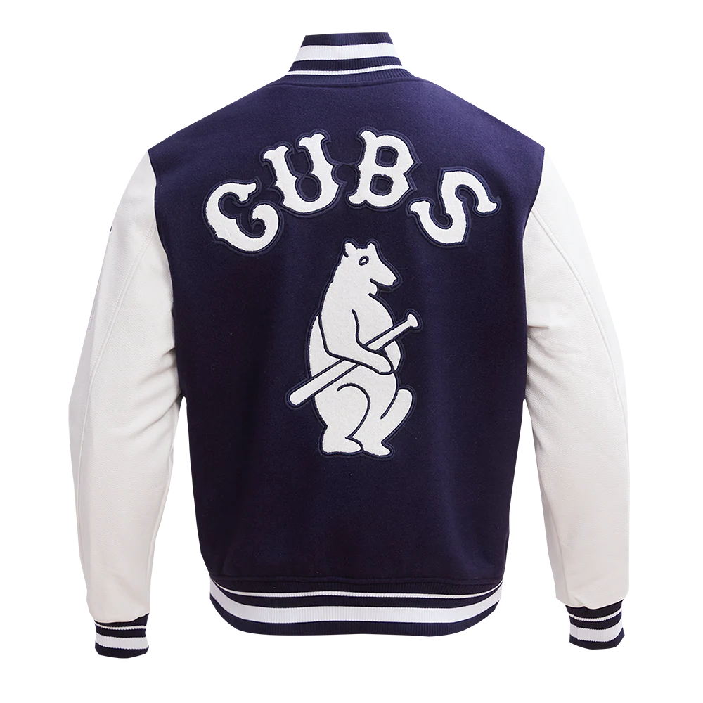 MLB CHICAGO CUBS RETRO CLASSIC MEN'S RIB WOOL VARSITY JACKET (MIDNIGHT NAVY/WHITE) - Image 3