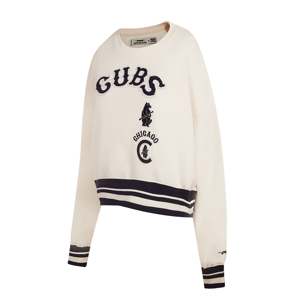MLB CHICAGO CUBS RETRO CLASSIC WOMEN'S RIB CREWNECK (EGGSHELL/ MIDNIGHT NAVY) - Image 2