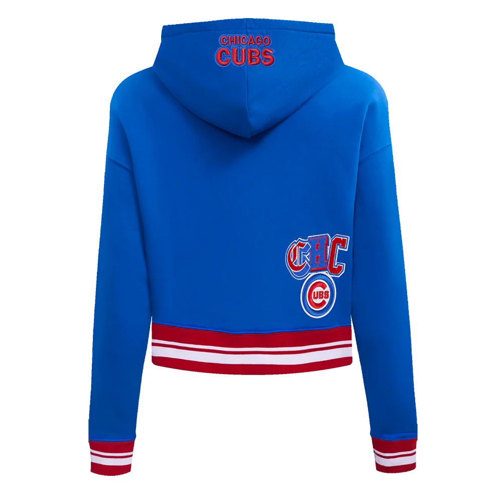 MLB CHICAGO CUBS CITY RANSOM WOMEN'S RIB FLC CROPPED PO HOODIE (ROYAL BLUE/RED) - Image 3
