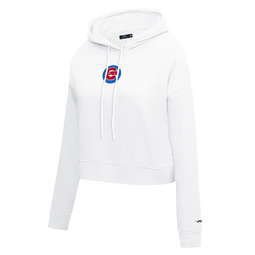 MLB CHICAGO CUBS CLASSIC WOMEN'S CROPPED PULLOVER HOODIE (WHITE) - Image 2