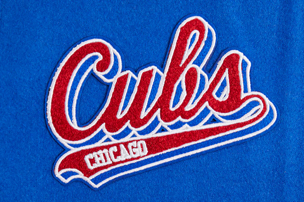 MLB CHICAGO CUBS SCRIPT TAIL WOMEN'S WOOL VARSITY JACKET (ROYAL BLUE/RED) - Image 5