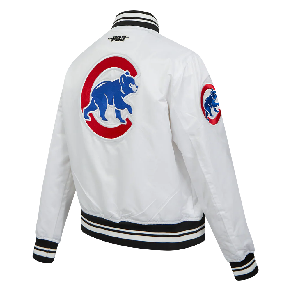 MLB CHICAGO CUBS CITY RANSOM WOMEN'S RIB SATIN JACKET (WHITE/BLACK) - Image 4