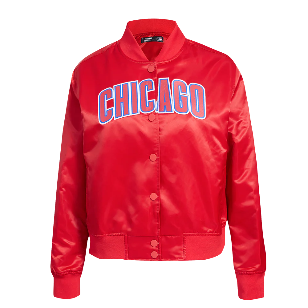 MLB CHICAGO CUBS CLASSIC WOMEN'S SATIN JACKET (RED)