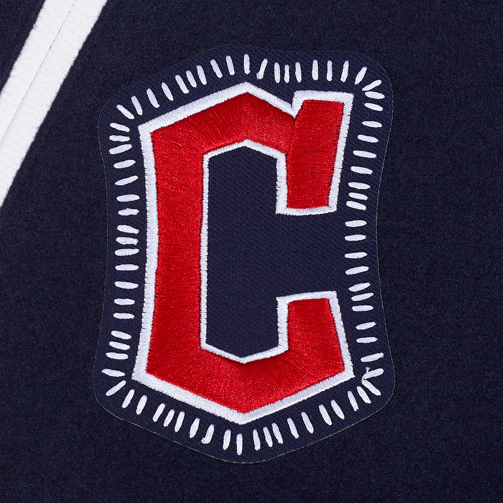 MLB CLEVELAND GUARDIANS DIY PICK STITCH MEN'S RIB WOOL VARSITY JACKE (MIDNIGHT NAVY/RED/MIDNIGHT NAVY) - Image 7