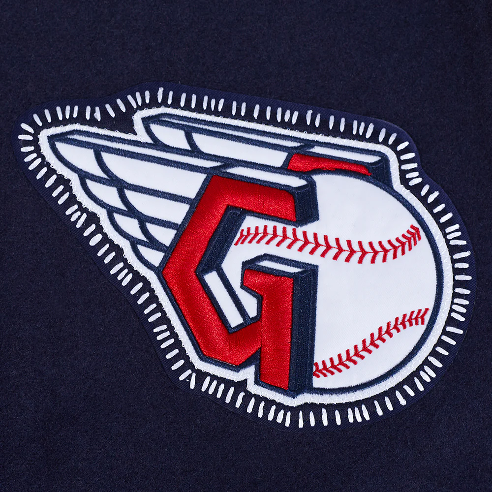 MLB CLEVELAND GUARDIANS DIY PICK STITCH MEN'S RIB WOOL VARSITY JACKE (MIDNIGHT NAVY/RED/MIDNIGHT NAVY) - Image 9