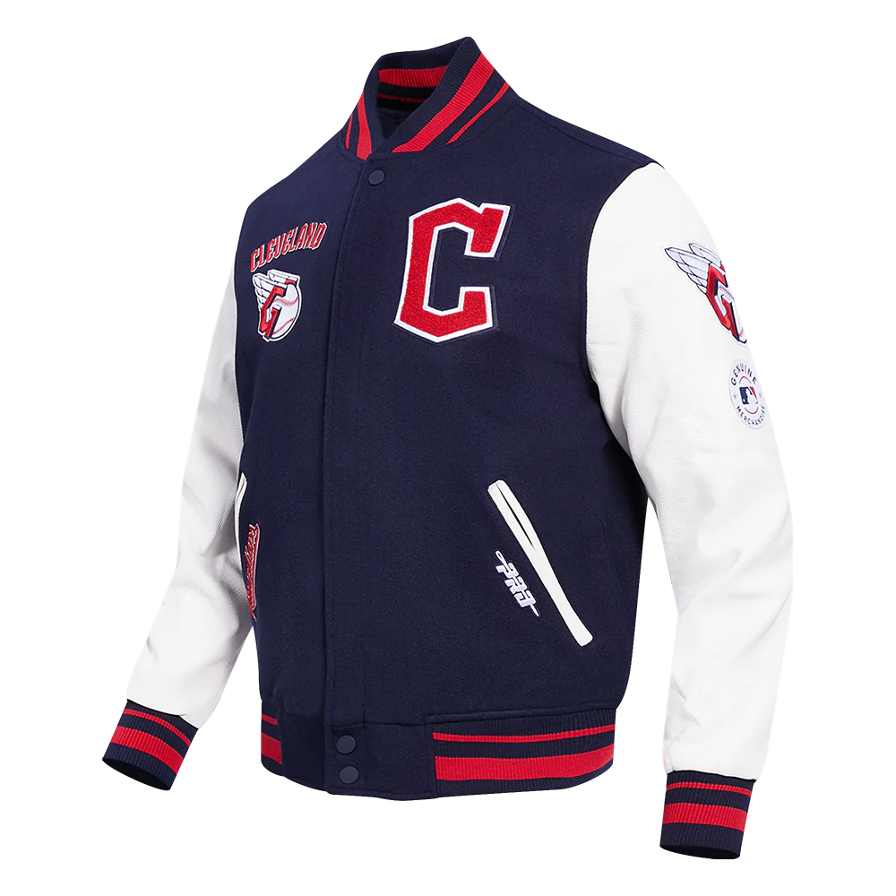MLB CLEVELAND GUARDIANS RETRO CLASSIC MEN'S RIB WOOL VARSITY JACKET (MIDNIGHT NAVY/RED/MIDNIGHT NAVY) - Image 2