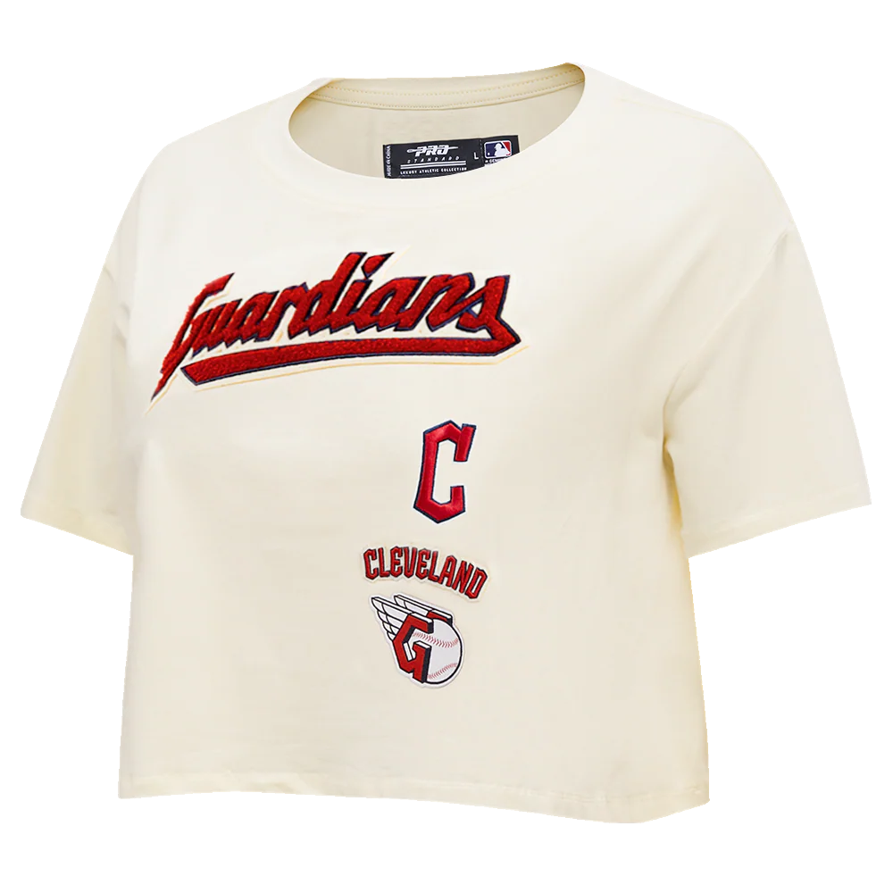 MLB CLEVELAND GUARDIANS RETRO CLASSIC WOMEN'S BOXY TOP (EGGSHELL) - Image 2
