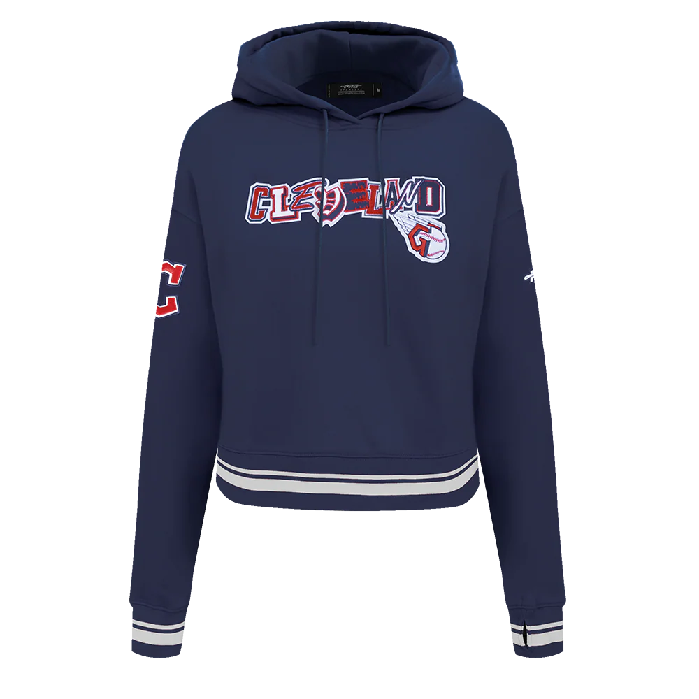 MLB CLEVELAND GUARDIANS CITY RANSOM WOMEN'S RIB FLC CROPPED PO HOODIE (MIDNIGHT NAVY)