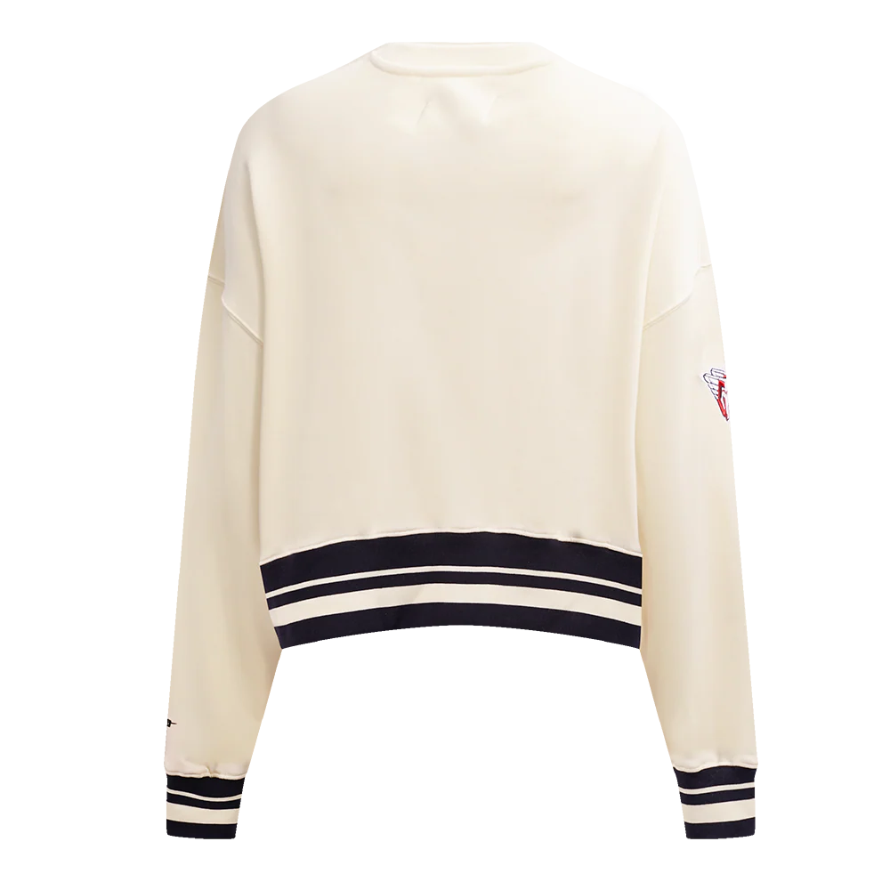 MLB CLEVELAND GUARDIANS RETRO CLASSIC WOMEN'S CREWNECK (EGGSHELL/ MIDNIGHT NAVY) - Image 3