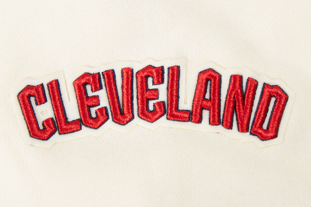 MLB CLEVELAND GUARDIANS RETRO CLASSIC WOMEN'S CROPPED PULLOVER HOODIE (EGGSHELL/ MIDNIGHT NAVY) - Image 6