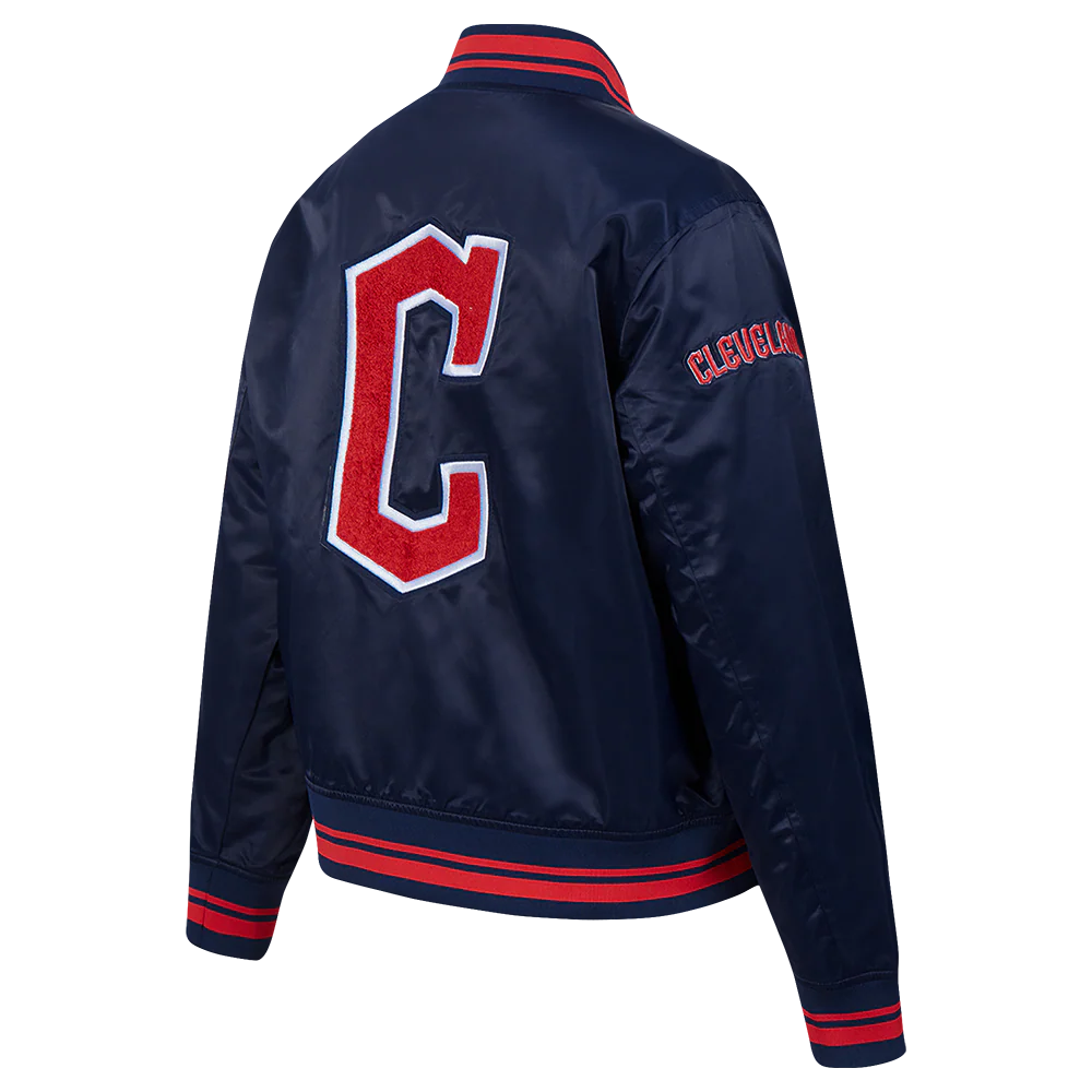 MLB CLEVELAND GUARDIANS RETRO CLASSIC WOMEN'S RIB SATIN JACKET (MIDNIGHT NAVY/RED/MIDNIGHT NAVY) - Image 4