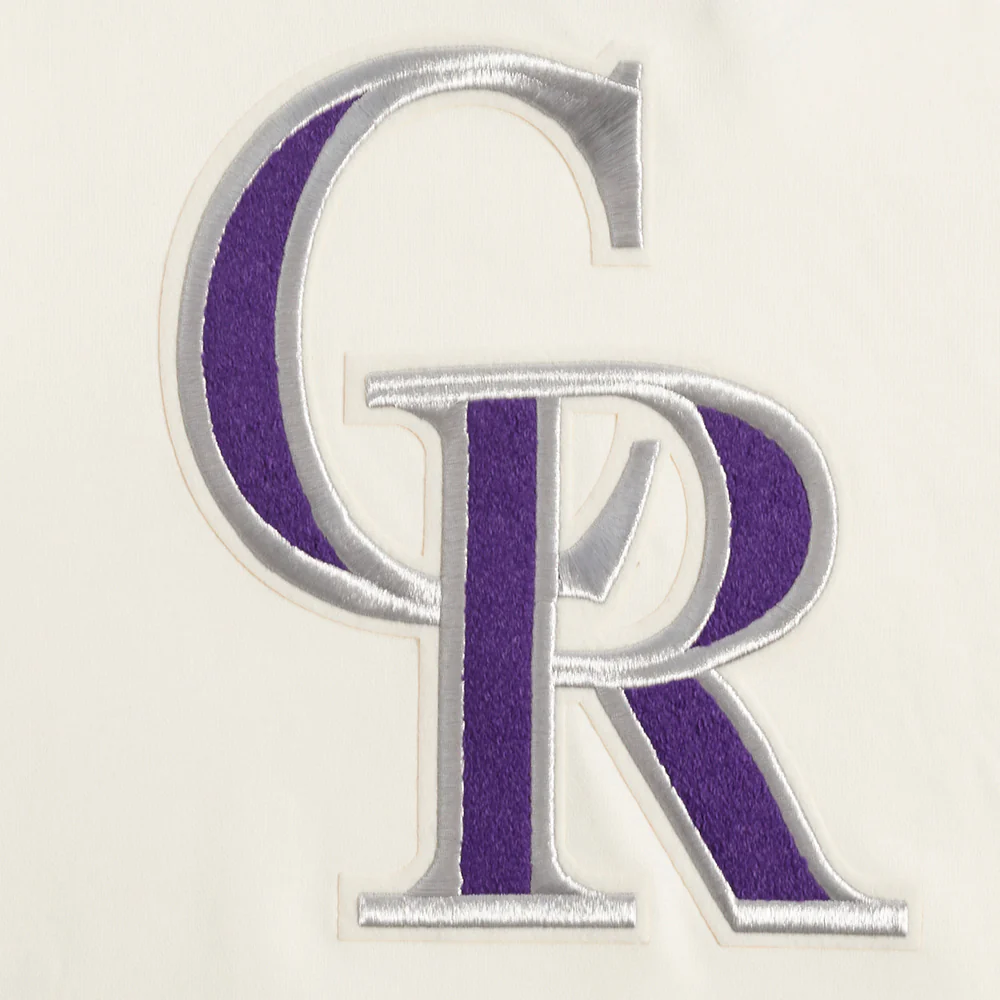 MLB COLORADO ROCKIES RETRO CLASSIC MEN'S PULLOVER HOODIE (EGGSHELL/ BLACK) - Image 5
