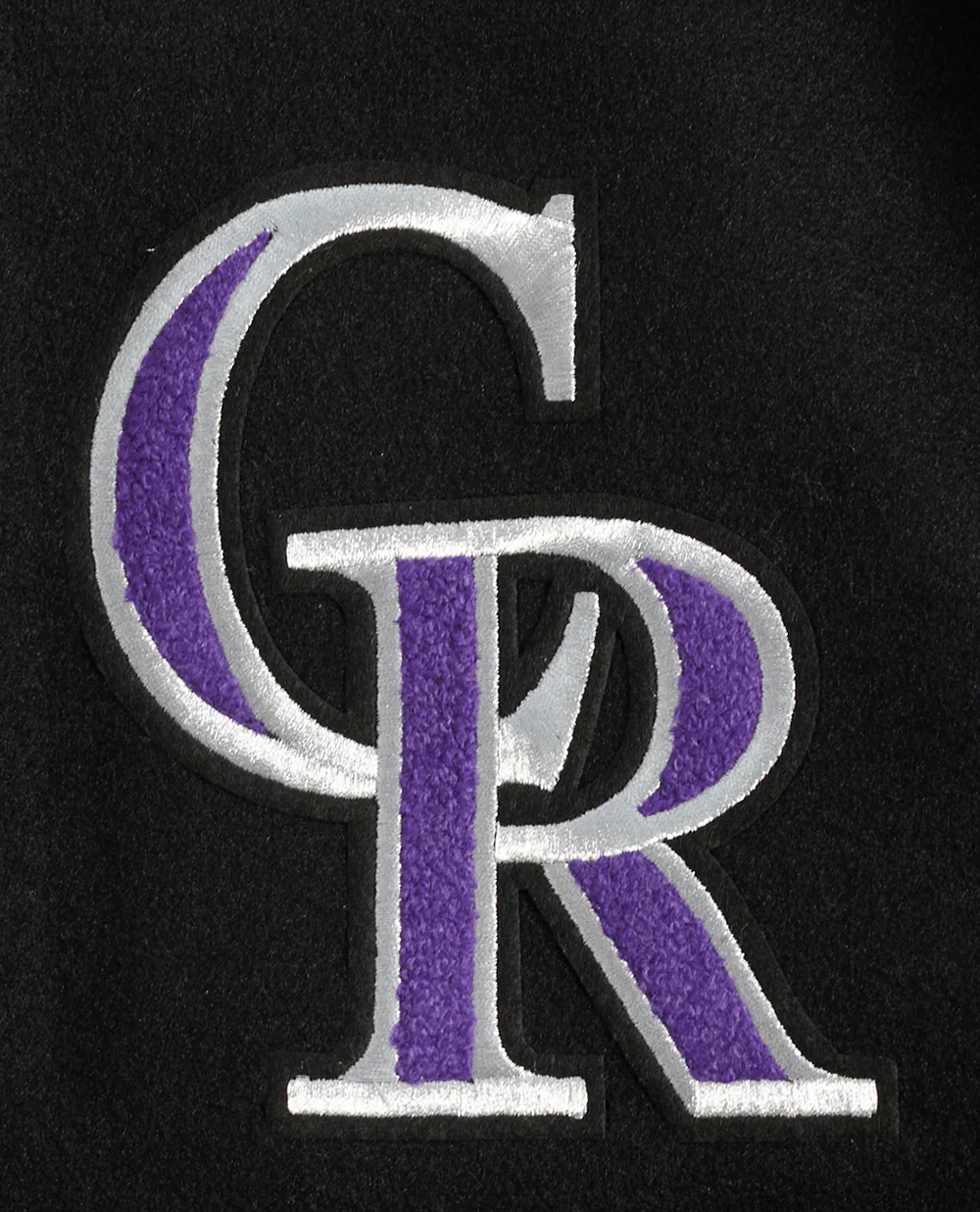 MLB COLORADO ROCKIES RETRO CLASSIC MEN'S RIB VARSITY JACKET (BLACK/GRAY) - Image 5