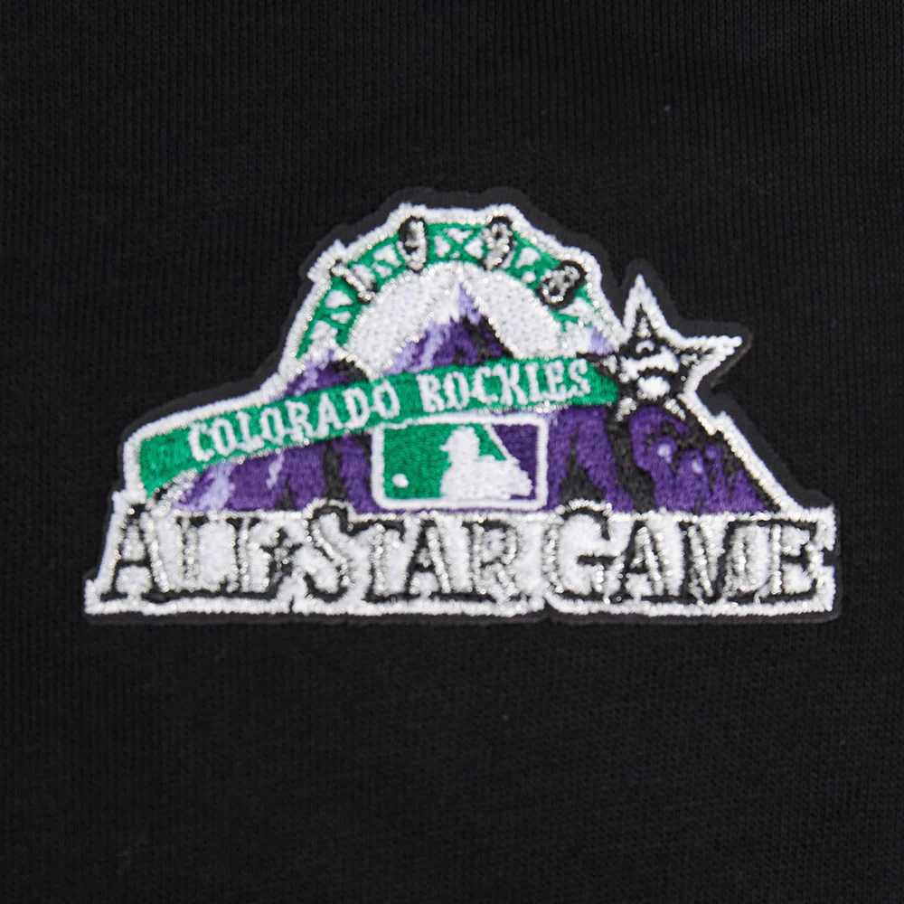 MLB COLORADO ROCKIES RETRO CLASSIC WOMEN'S RIB CROPPED PULLOVER HOODIE (BLACK) - Image 9