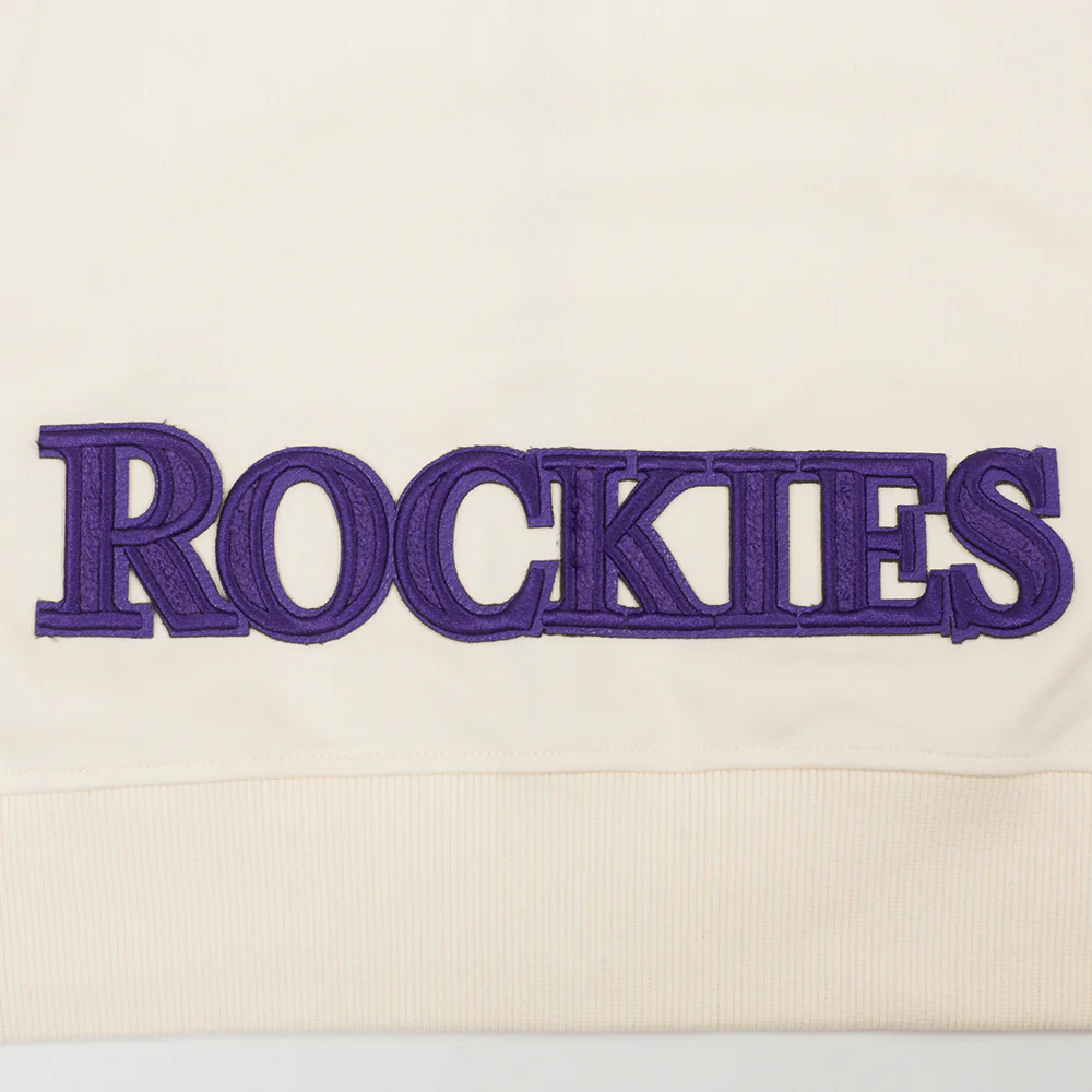 MLB COLORADO ROCKIES TRIPLE TONAL WOMEN'S DOUBLE KNIT FULL ZIP HOODIE (EGGSHELL) - Image 7