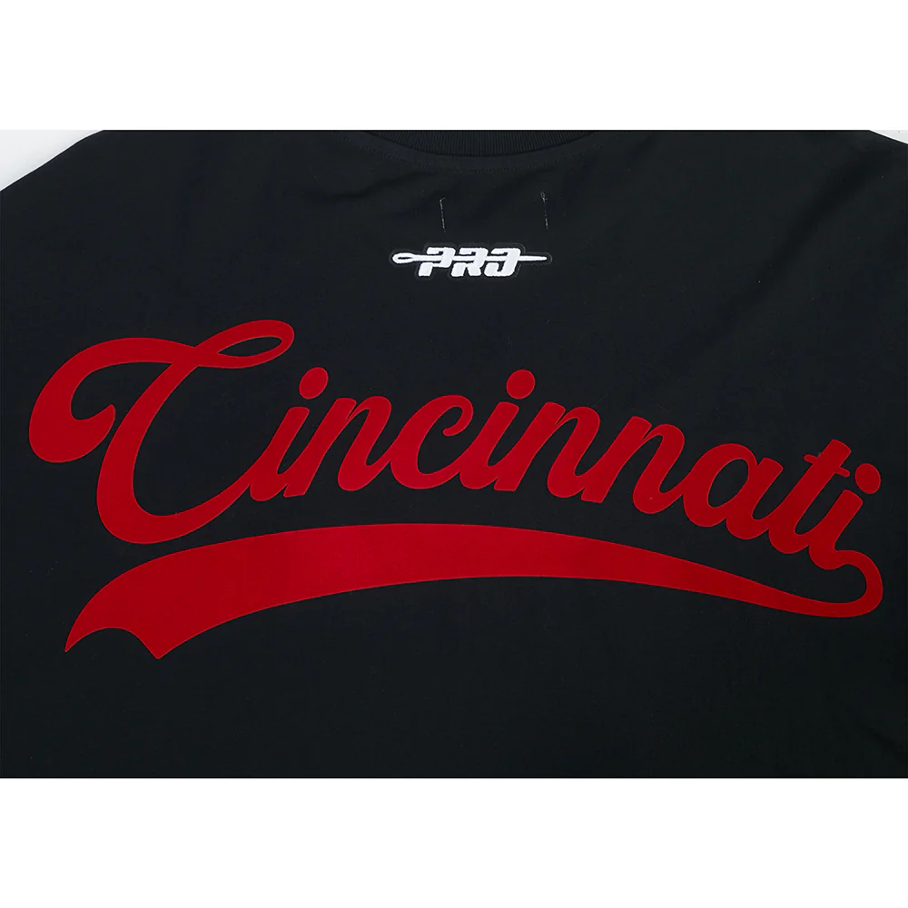 MLB CINCINNATI REDS LIVING LARGE MEN'S DROP SHOULDER LS TEE (BLACK) - Image 5