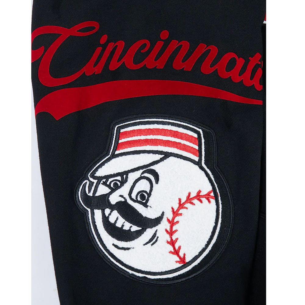 MLB CINCINNATI REDS LIVING LARGE MEN'S DROP SHOULDER FLC PO HOODIE (BLACK) - Image 8