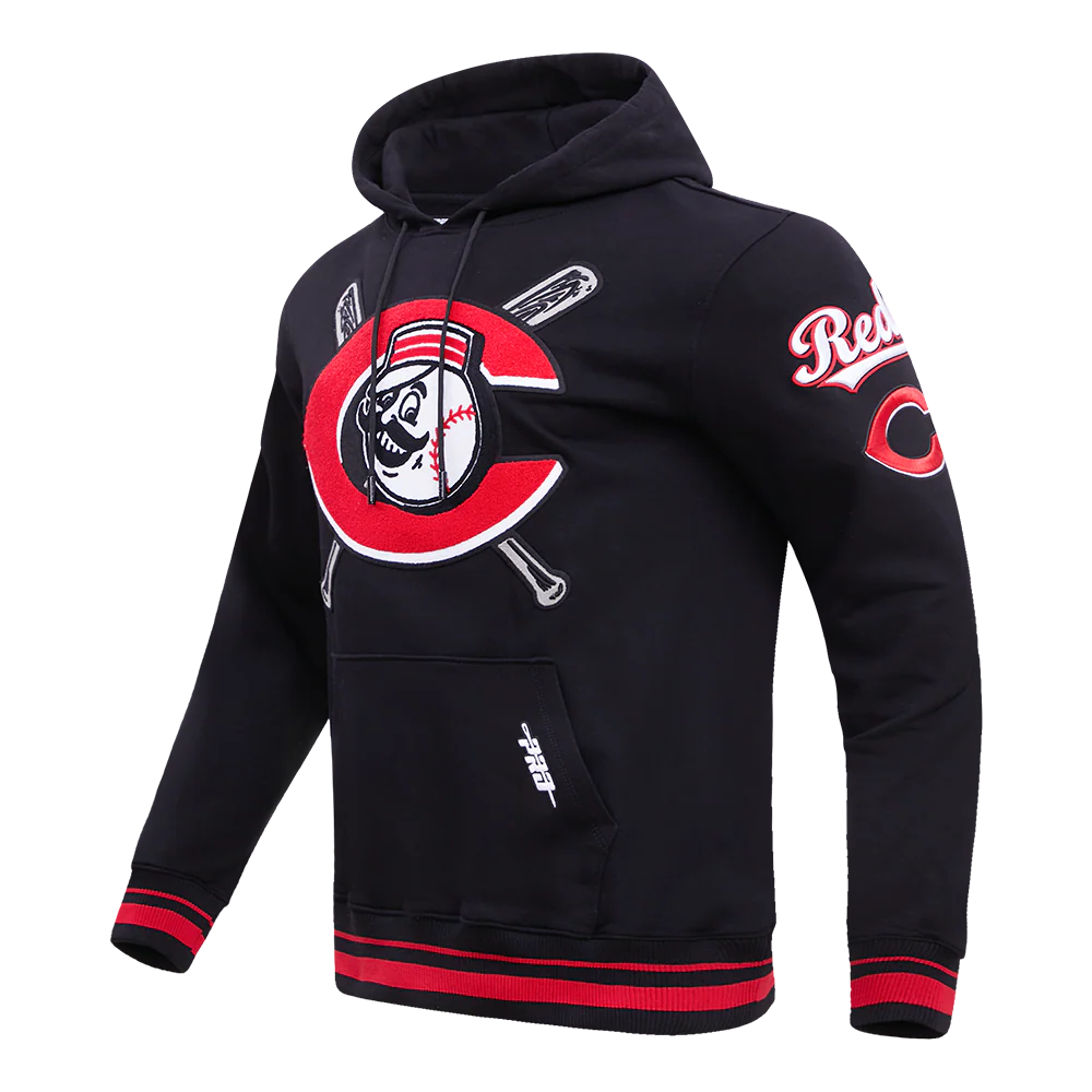 MLB CINCINNATI REDS MASHUP MEN'S RIB PULLOVER HOODIE (BLACK/RED/BLACK) - Image 2