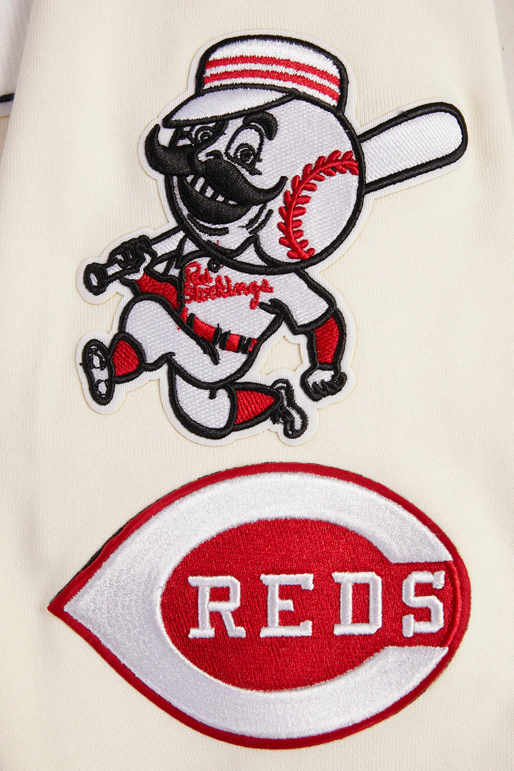 MLB CINCINNATI REDS RETRO CLASSIC MEN'S PULLOVER HOODIE (EGGSHELL/ RED) - Image 5