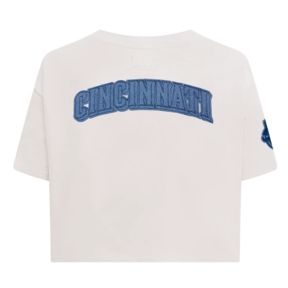 MLB CINCINNATI REDS VARSITY BLUES WOMEN'S BOXY TOP (LINEN) - Image 3