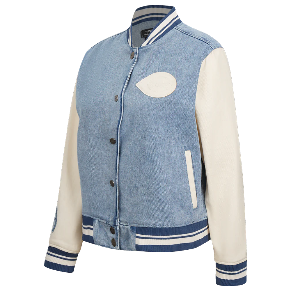 MLB CINCINNATI REDS VARSITY BLUES WOMEN'S DENIM VARSITY JACKET (DENIM/LINEN) - Image 2