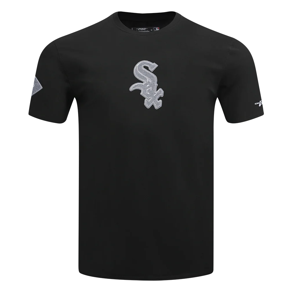 MLB CHICAGO WHITE SOX REVERSE FRENCH TERRY MEN'S COTTON JERSEY DROP SHOULDER TEE (BLACK) - Image 5