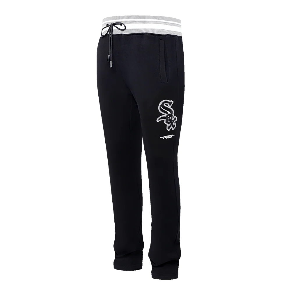 MLB CHICAGO WHITE SOX SCRIPT TAIL MEN'S RIB FLEECE SWEATPANT (BLACK/GRAY)