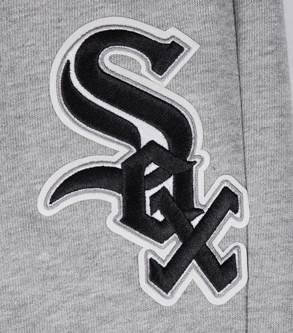 MLB CHICAGO WHITE SOX SCRIPT TAIL MEN'S RIB FLEECE SWEATPANT (HEATHER GRAY/BLACK) - Image 5