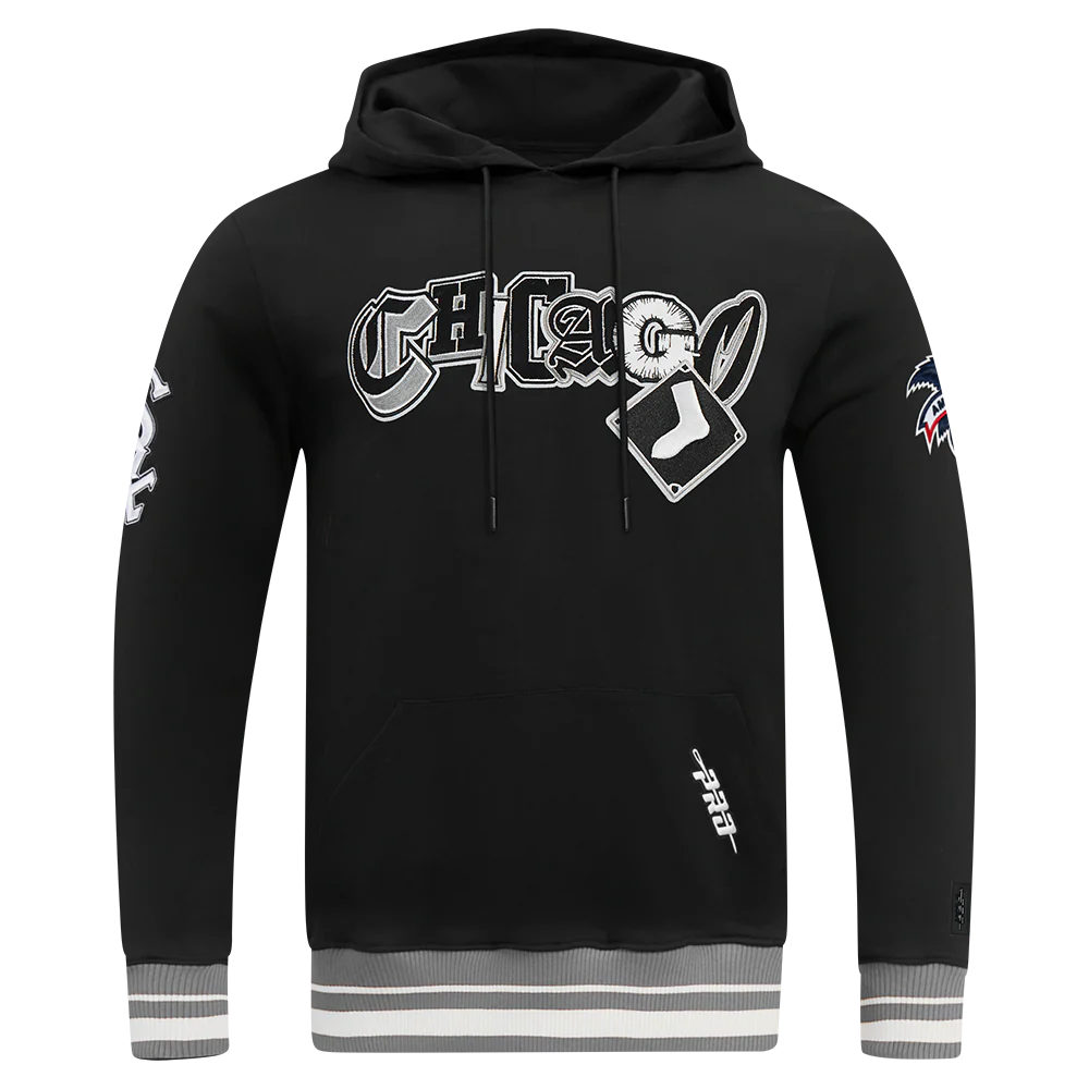 MLB CHICAGO WHITE SOX CITY RANSOM MEN'S RIB FLEECE PULLOVER HOODIE (WHITE/BLACK) - Image 10