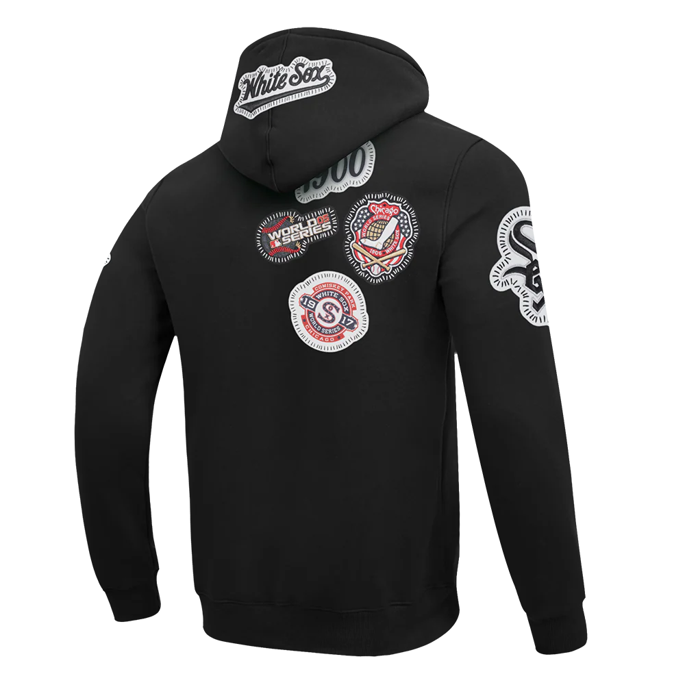 MLB CHICAGO WHITE SOX DIY PICK STITCH MEN'S DOUBLE KNIT PULLOVER HOODIE (BLACK) - Image 8