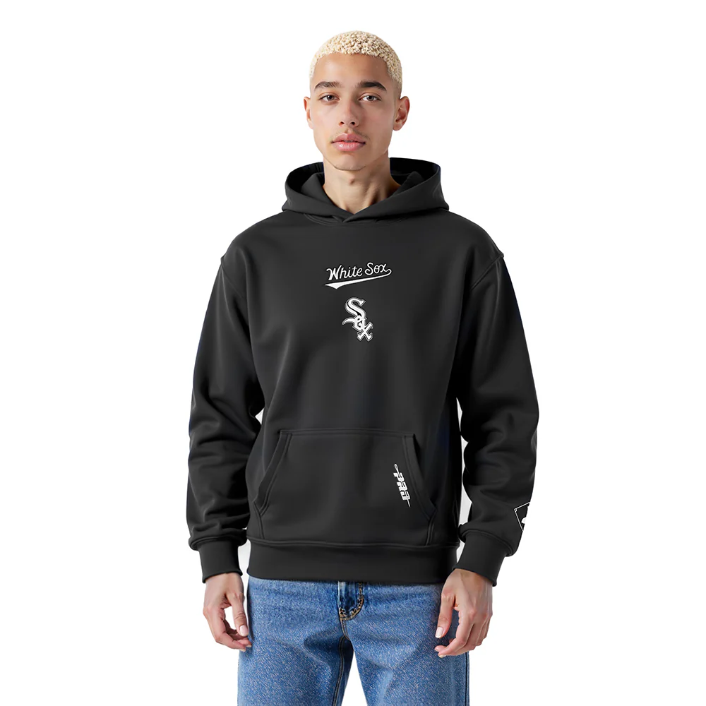 MLB CHICAGO WHITE SOX WINGSPAN MEN'S DROP SHOULDER FLC PO HOODIE (BLACK) - Image 2