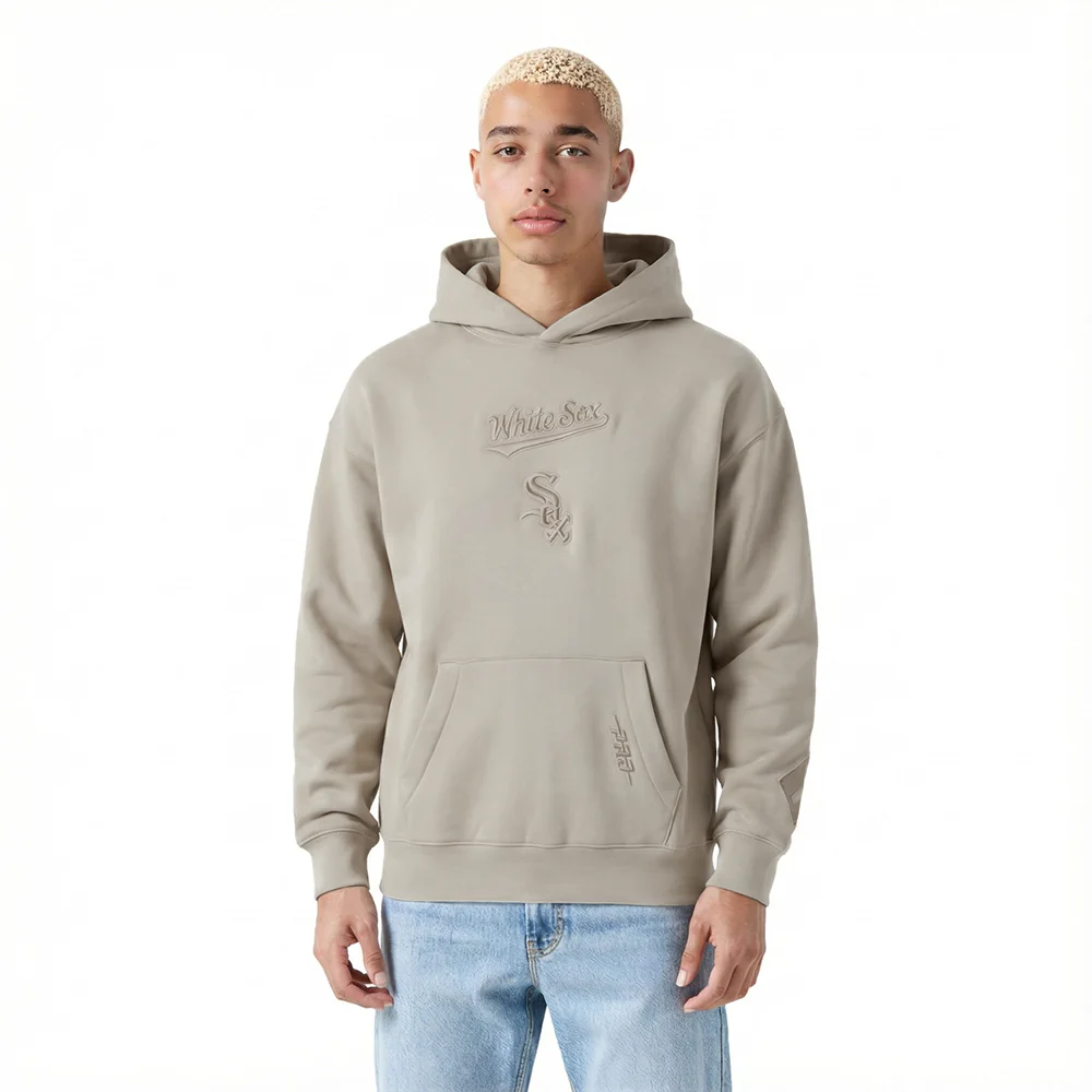 MLB CHICAGO WHITE SOX WINGSPAN MEN'S DROP SHOULDER FLC PO HOODIE (TAUPE) - Image 2