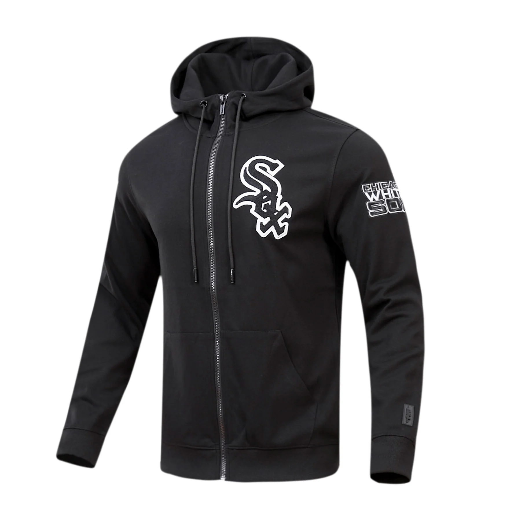 MLB CHICAGO WHITE SOX CLASSIC CHENILLE MEN'S FULL ZIP PULLOVER HOODIE (BLACK) - Image 2