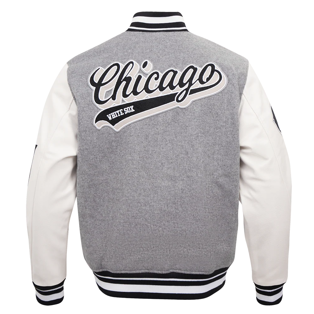 MLB CHICAGO WHITE SOX SCRIPT TAIL MEN'S RIB WOOL VARSITY (HEATHER GREY/WHITE/BLACK) - Image 4
