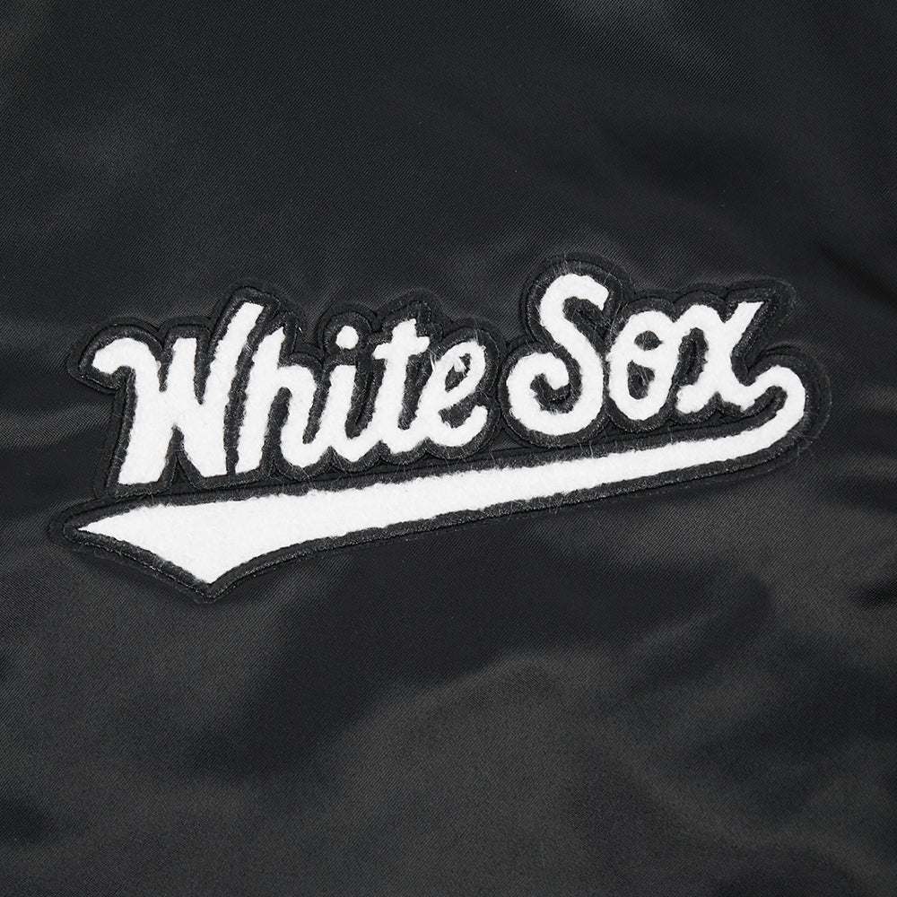 MLB CHICAGO WHITE SOX TURN IT UP MEN'S RIB SATIN JACKET (BLACK/GRAY) - Image 5