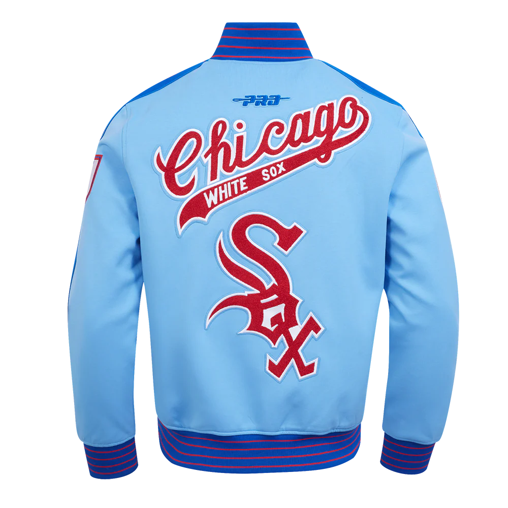 MLB CHICAGO WHITE SOX COOPERSTOWN LOGO PRO GAME DAY MEN'S DOUBLE KNIT JACKET (UNI BLUE/ ROYAL BLUE/ RED) - Image 3