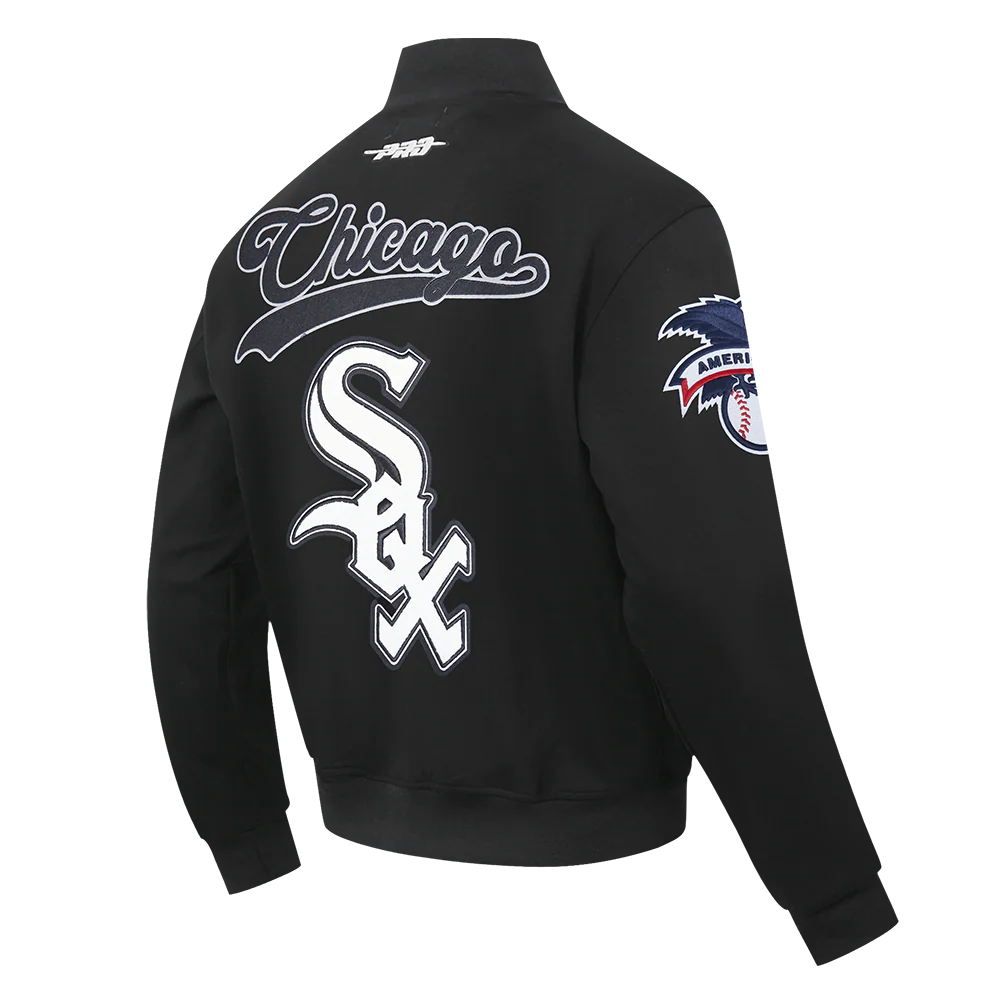 MLB CHICAGO WHITE SOX LIVING LARGE MEN'S TWILL JACKET (BLACK) - Image 4